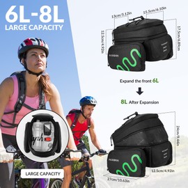 ROCKBROS Pannier Rack Bag for Bicycle 6-8L Bicycle Bag with Holder Rain Cover Reflective Quick Removable Black
