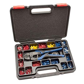 Eastwood Crimp-Right Solderless Connector Crimping Kit Ferrule Crimper Plier Wire Stripper & Connectors Terminal Crimp Tool Kit Wiring Projects Electrical Repairs