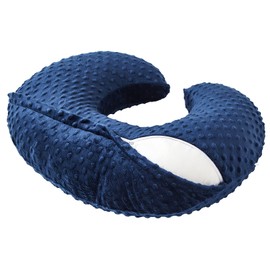 QUENESS Nursing Pillow and Positioner, Breastfeeding, Bottle Feeding, Baby Sitting Support with Removable Ultra Soft Cover, Tummy Time Support for Baby Boys and Girls (Estate Blue)