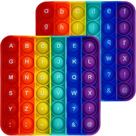 Proweber Alphabet Pop Fidget Toy Letras ABC Números de aprendizaje y educativos, juguetes sensoriales cuadrados, juegos para aliviar el estrés, regalos para niños, 2 paquetes de un solo lado (letras