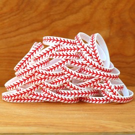 SayitBands 10 Baseball Design Wristband Silicone Bracelet