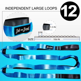 BOB AND BRAD Stretch Strap, 12 Loop Yoga Stretch Strap, Non-elastic Stretch Strap for Stretching, Physical Therapy, Pilates, Dance, Gymnastics, and Athletic Trainers with Carry Bag (12 Loops - Blue)