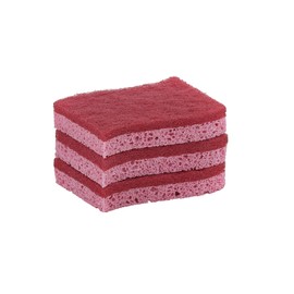 Superio Non-Scratch Cellulose Sponge Kitchen Scrub Sponges with Scouring Pad Set, Good for Non-Stick Cookware Frying Pan, Pot, Counter Top, Sink Scrubbing, Kitchen Scrubbers, Pack of 3, RedPink