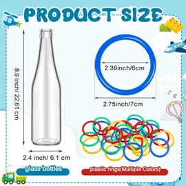 Tioncy 120 Pcs Ring Toss Game Outdoor Carnival Games Backyard Adults Fun Target Toys Glass Bottles with Mixed Color Rings Hoops for Family Outside Sport Party Accessories (Random Color Hoops)