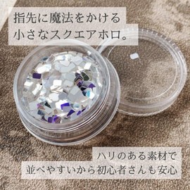 trekko Nail Hologram Holo Nail Parts Resin Deco Parts Silver Glitter Square