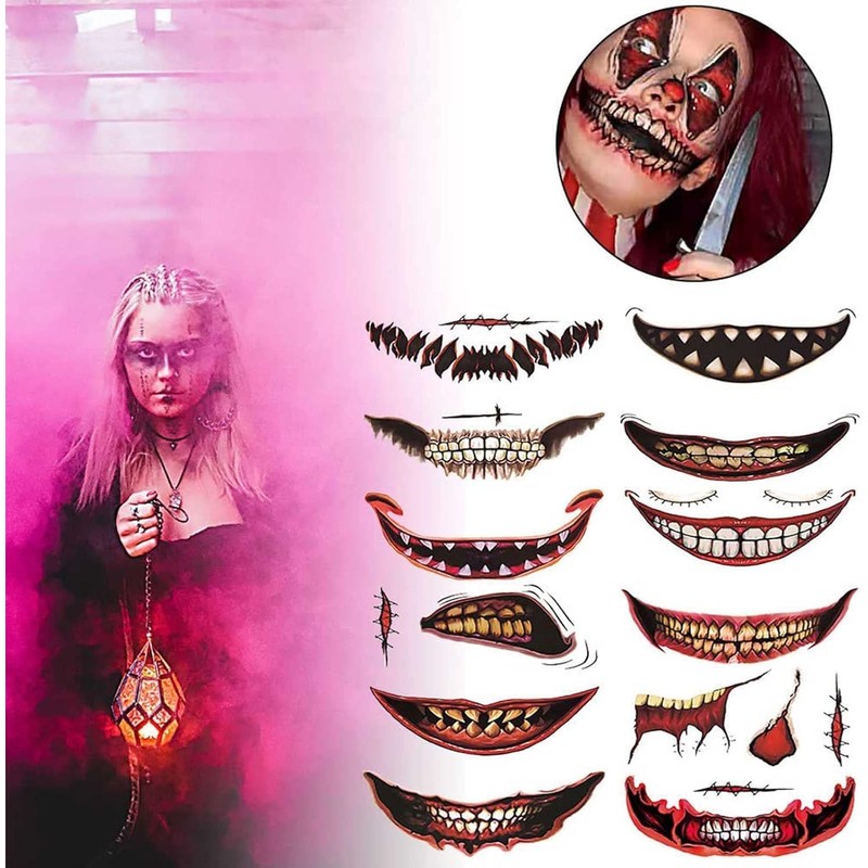 Tatuaje Temporal De Maquillaje De Broma De Halloween Pegatinas De