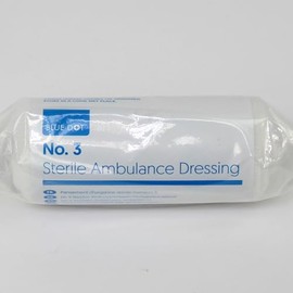 Blue Dot No. 3 Sterile Flow Wrapped Ambulance Dressing Pad, 28 cm Length x 20 cm Width