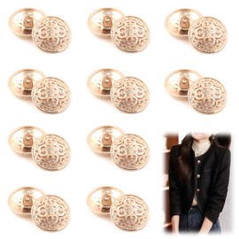 XCSJ Pack of 20 Metal Vintage Metal Buttons Eyelet Buttons Vintage Antique Metal Blazer Buttons Metal Blazer Buttons Round Metal Buttons for Coat, Blazer, Shirt, Jacket, Uniform (Gold)
