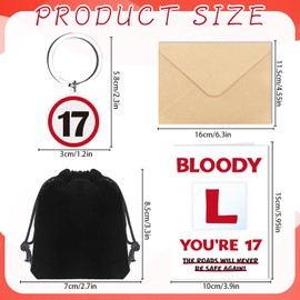 Luvart 17th Birthday Card with Keychain - Funny Gifts for 17 Year old Boys Girls, Bloody L 17 Birthday Cards Keyring, Funny Learner Driver Gifts for Teens, Sons, Daughters, Brothers, Sisters