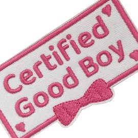 Tavashome Funny Certified Good Boy Dog Harness Patch with Bow Tie, Iron on or Sew on, Embroidered Made, 3.34" x 1.88" Sized