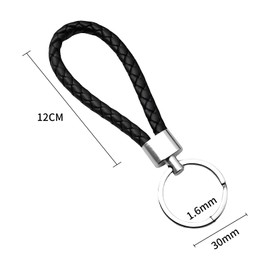 GIONAR Braided Leather Keychain Keyring for Couple, Key Chain Strap Car Keyring, Handmade Braided Strap Keychain for Hang Keys Car Keys Black Keyring for Men or Women