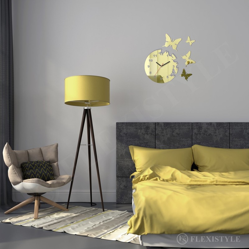 Round and modern butterfly wall clock with no tick sound