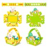 12Pcs Easter Basket With Handle,Cute Bunny Rabbit DIY Paper Easter