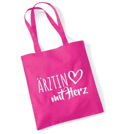 Huuraa Jute Bag Doctor with Heart Gift 10 Litres Cotton Doctor Gift Idea, fuchsia, Unit size