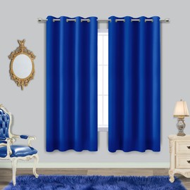 Blue Curtains 63 Inch Length for Boys Room Set 2 Panels Grommet Window Drapes Sun Light Blocking Insulated Thermal Room Darkening Blackout Curtains for Kids Bedroom Royal Dark Bright Blue 52x63 Long