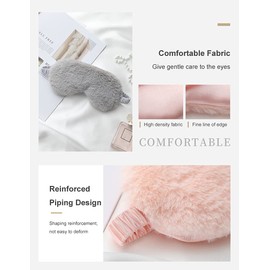 WIZBIOTECH Cute Fluffy Eye Mask for Sleep Travel Breathable Eyeshade Eye Cover Eye Visor Sleeping Mask Children Adults - Red