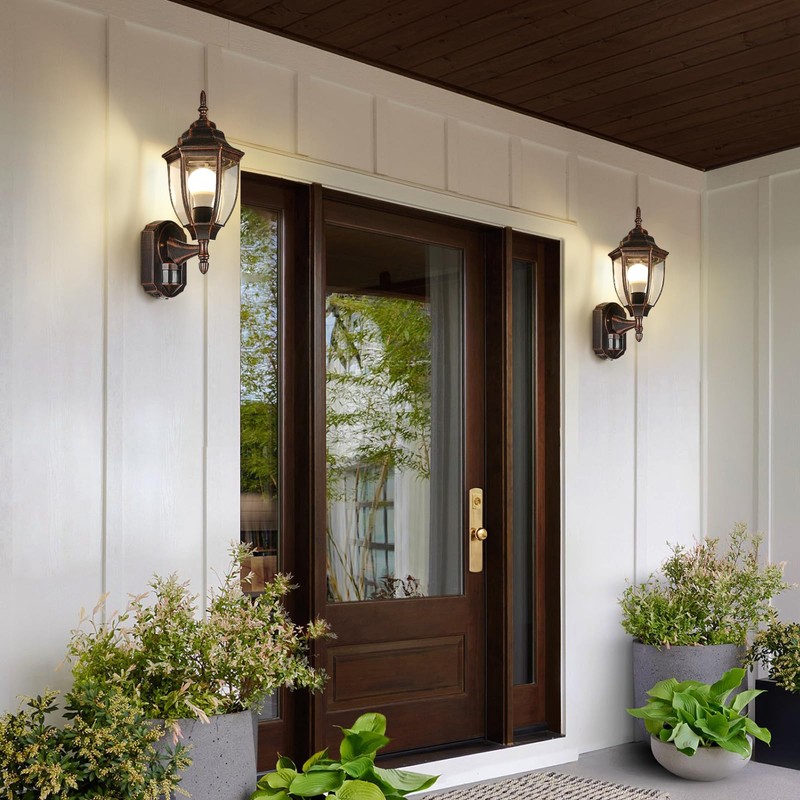 Lamomo Outdoor Wall Sconce, Dusk to Dawn Motion Sensor Light