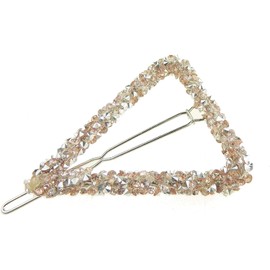 Ladies Girls Stencil Diamante Triangle Geometric Crystal Hair Barrette Slide Clip (Pink)