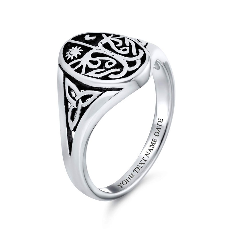 Celtic Antique Style Tree of Life Band Sterling Silver Ring