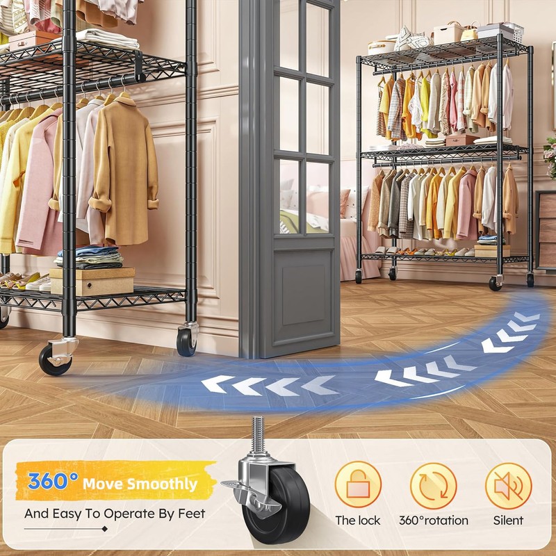 Raybee Clothes Rack, 45" W Clothing Racks for Hanging Clothes,