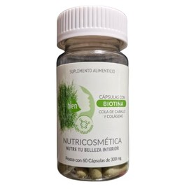 BLEN, Capsulas con biotina, cola de caballo y colágeno, 60 capsulas, nutrir cabello y cuero cabelludo, uñas quebradizas.