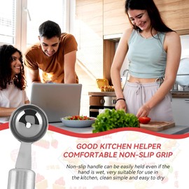 Cucharas de bolas de sandía, cucharas de bolas de sandía de acero inoxidable en extremos de bolas y cuchillos, cucharas de bolas de frutas, helados y frutas