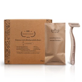 Bleeker and Rowe Eco Friendly Biodegradable Disposable Razors - Plant Based - Triple Swedish Steel Blades - Individually Wrapped (10)