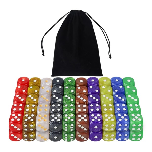 SLAKOZYT 16 mm 6-Sided Dice Set, Six-Sided Dice, Opaque Acrylic