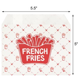 Suwimut 500 Pack French Fry Bags, 5.5 x 5 Inch Grease Resistant Paper Snack Bags for French Fries, Hash Browns, Cookie, Disposable Fries Food Wrappers for Outdoor Entertaining, Party, Carnival