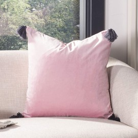Safavieh Home Adelina Pink and Black Corner Tassel 18-inch Decorative Pillow Pillow