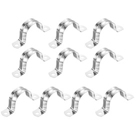uxcell 10Pcs Rigid Pipe Straps, 35mm(1.38") 304 Stainless Steel 2 Hole U-Shaped Bracket Tube Hanger Pipe Clamps for Fixing Pipe Cable