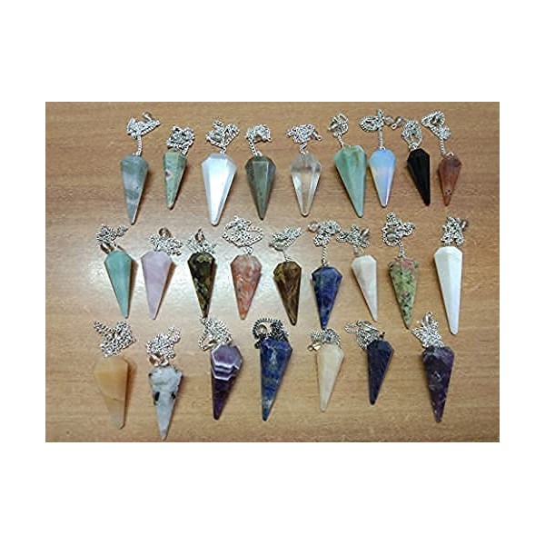 Kegel-Pendelmischung, sortiert, geschnitzte Kette, Heilung, Reiki Dowsing (5)