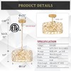 CATINER Modern Gold Crystal Chandeliers, Small Semi Flush Mount Chandelier
