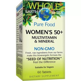 Natural Factors Whole Earth&Sea Pure Food Women's 50+Multivit&Mineral,60 Tabs