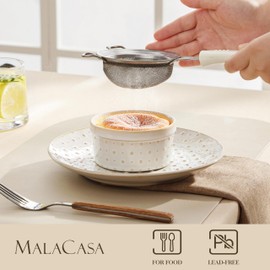 MALACASA Ramekins 6 Oz Oven Safe, Ceramic Creme Brulee Souffle Dishes, Pudding Custard Cups Ramekin For Baking, Small Dipping Sauce Bowls, Set of 4, Microwave and Dishwasher Safe, Arctic White