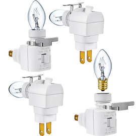 4 Sets Plug in Night Light 120V Night Lights Plug into Wall Includes 7W E12 Bulb and Metal Clips Nightlight Plugin, White