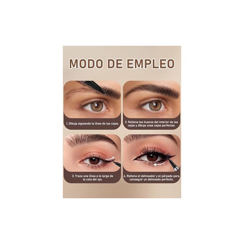 Erinde Lápiz Doble Punta para Cejas Líquido, Duración Extrema, W02