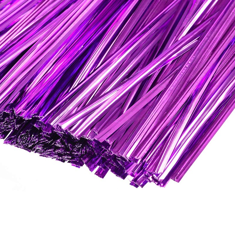 sourcing map 3 Inches Metallic Twist Ties for Bags Purple