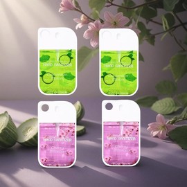 A Set of Four Bottles On-the-Go Hand Sanitizer Spray: 1.2oz/35ml Travel Size with Refreshing Citrus Scent - Quick-Drying, Moisturizing Formula for Home, Office & Travel Use Moisturizer Nourishing - Scent: Cucumber*2+Cherry*2