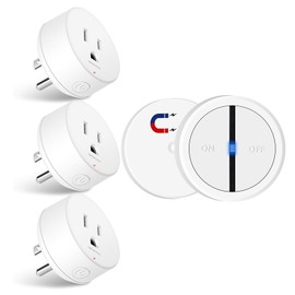 Remote Outlet Switch,Greencycle 3PK 15A Remote Control Outlet Plug With 1PK Magnetic Base Remote,Garbage Disposal Wireless Switch Kit,Portable,No Drilling On Sink,4000V Anti-Surge,500Ft Rf,Up to 1500W