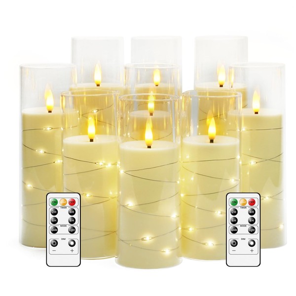 kakoya Flameless LED Candles with Timer 9 Pc Flickering Flameless