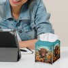 Zanxiantu Highland Cow Leather Tissue Box Cover Sunflower Square Tissue