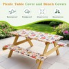 FORCHEER Picnic Table Cover with Bench Covers Elastic Floral Waterproof