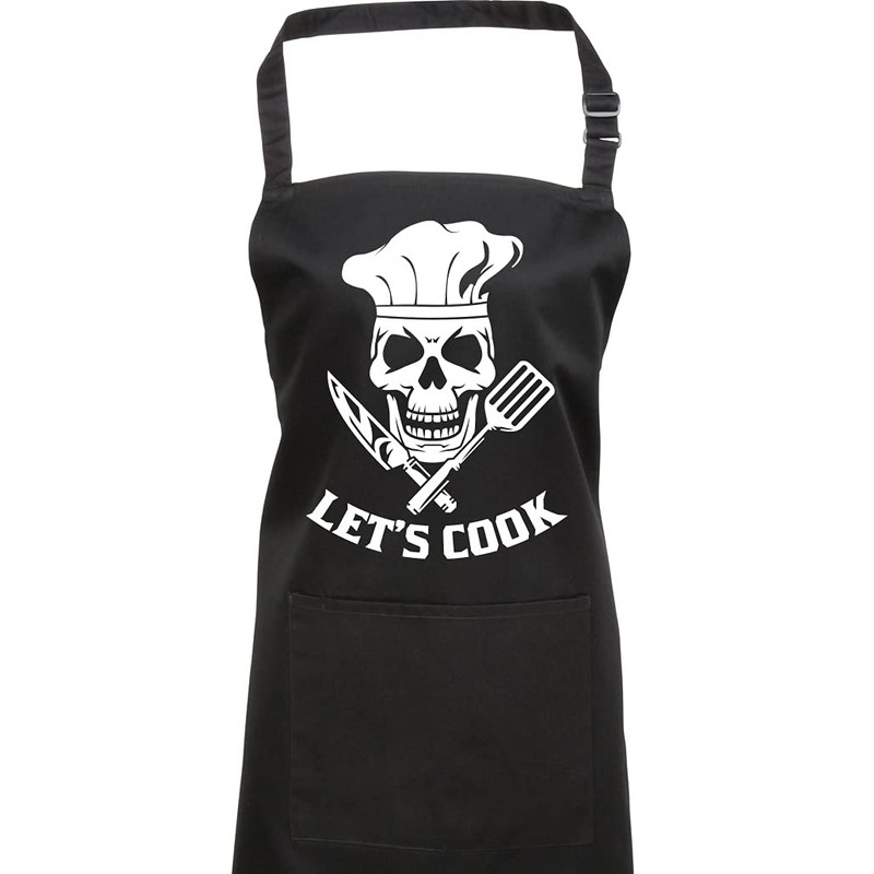 HotScamp Skull Lets Cook Apron - BBQ Chef Cooking Barbecue