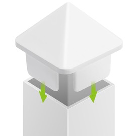 Canomo 1 1/2" x 1 1/2" (1.350" x 1.350" Inside Dimension) Sharp Vinyl Picket Caps Pyramid Style Vinyl Post Caps Vinyl Fence Caps, White, 12 Pieces