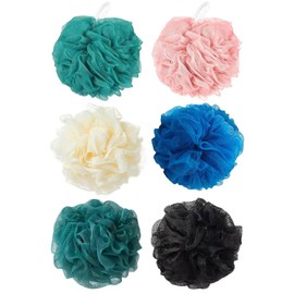 Loofah Sponge Shower Loofahs Bath Sponges Mesh Balls for Women Men Bathing Accessories Body Wash Back Scrubber 50g Soft Pouf Body Scrubber Loofahs Puff Pack, Exfoliate, Cleanse, Soothe Skin (6 Colors)