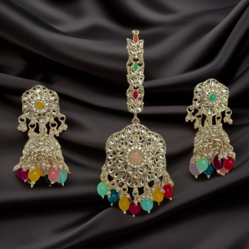 Earrings and Tikka Set (Multicolor Jhumka)