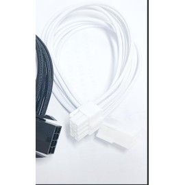 ELFJMZP 8 Pin Soft Nylon sheathed PC Cable for CPU Power Supply 30cm 18AWG Split 4+4PIN ATX12V Motherboard CPU Power Cable (White)