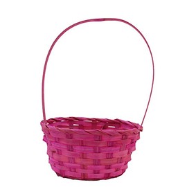 Widdle Gifts Ltd Woven Wicker Easter Basket With Handle - Pink 7391
