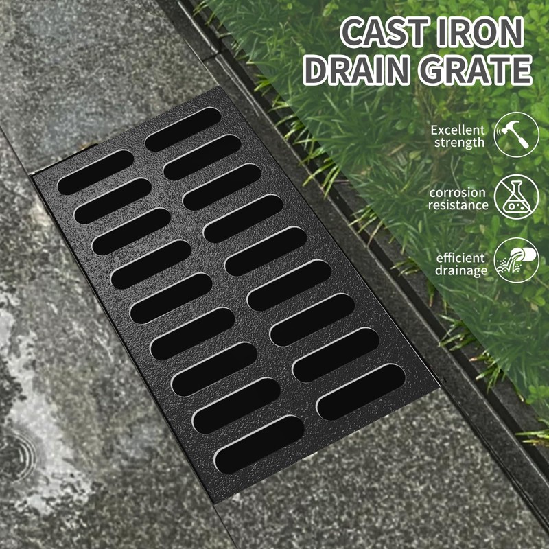 Cast Iron Drain Grate, 12 * 20in Heavy Duty Outdoor